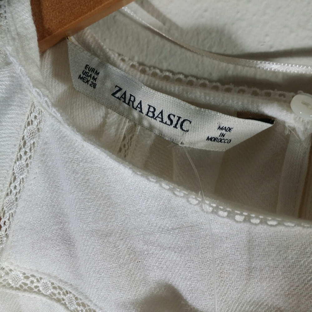 NWT Zara cream high neck balloon sleeve blouse - Picture 4 of 7